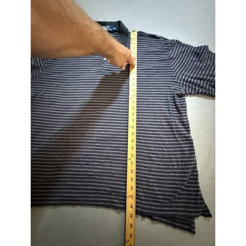 Vintage Ralph Lauren Polo Shirt Adult 2XL Purple Striped Long Sleeve Button Mens